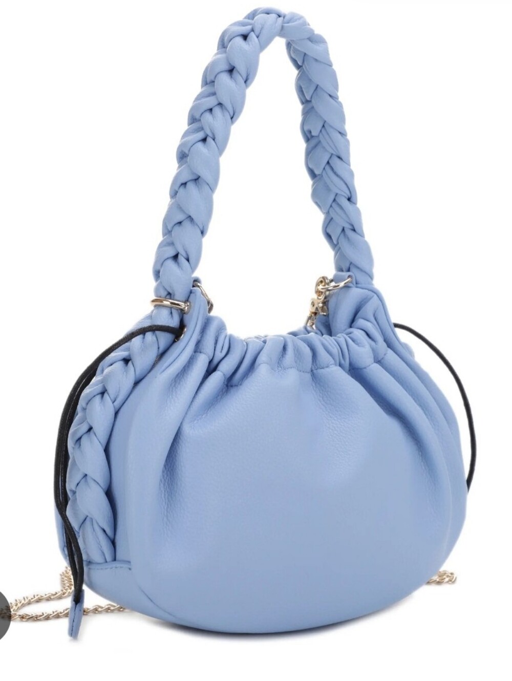 Light Blue Women's Braided Handle Shoulder Bag